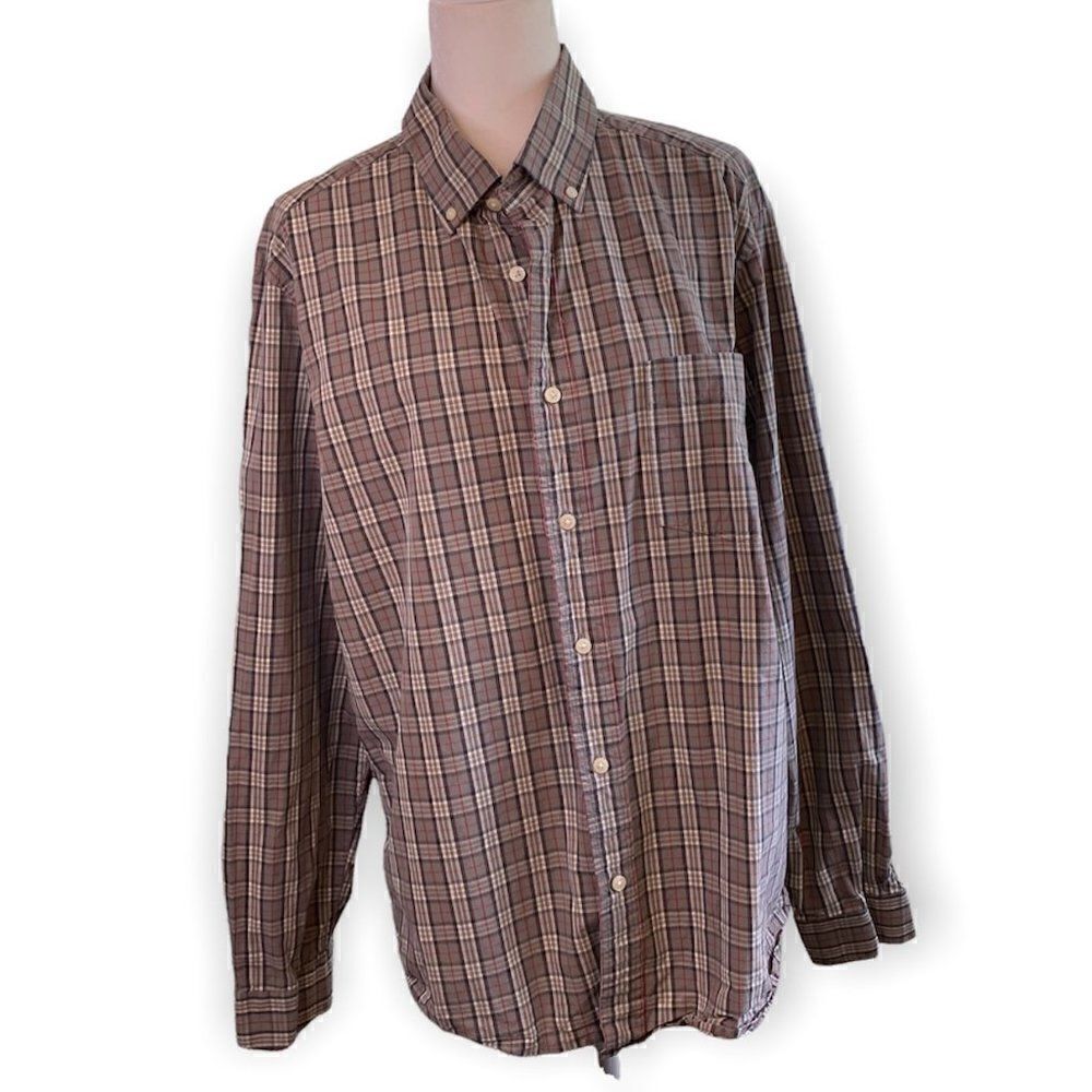 Eddie Bauer Legend Wash Plaid Button Front Shirt SZ L